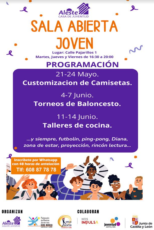 Cartel sala abierta joven